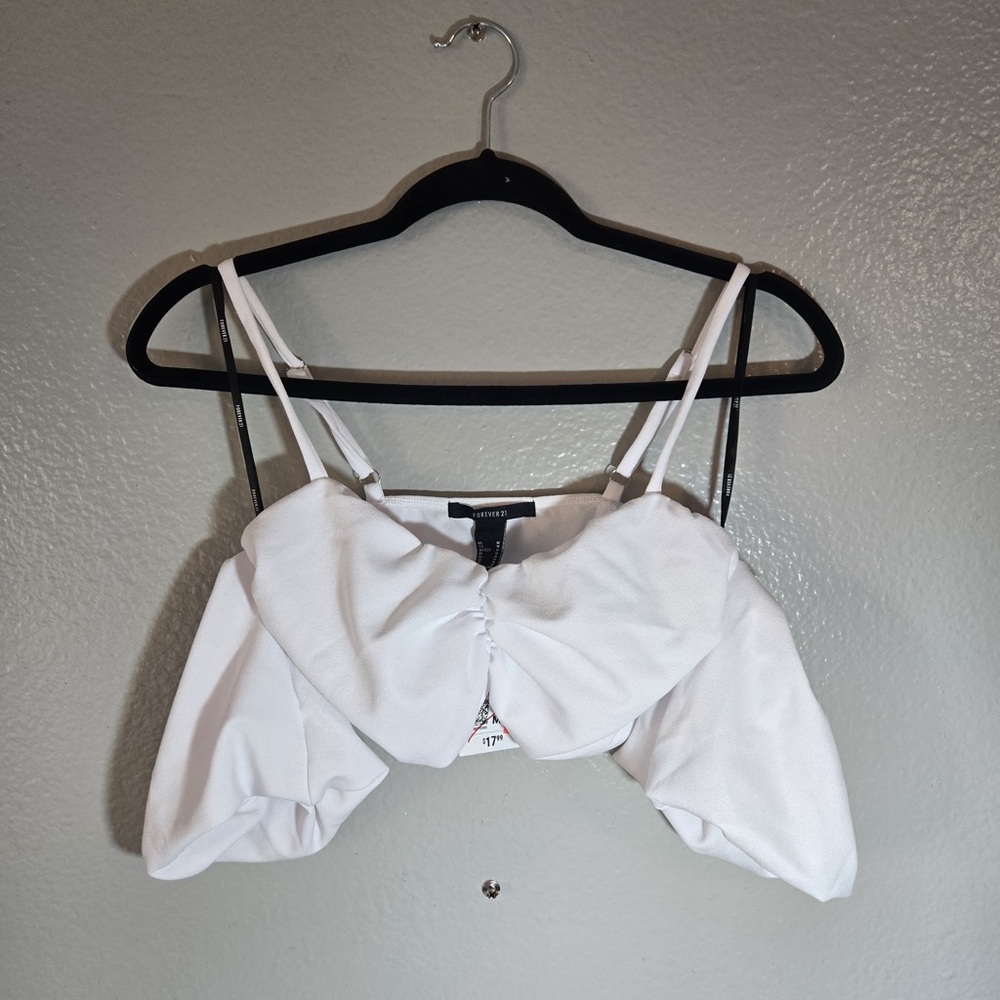 Forever 21 White Bow Crop Top